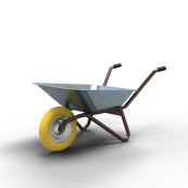 Wheelbarrow | Polier type 24 | mounted | flat pan 85 l with wire insert | without pan support with PU wheel